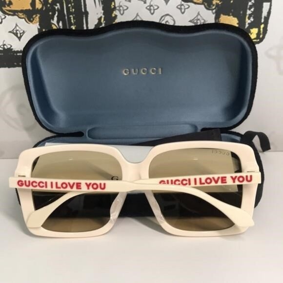 New Authentic Gucci GG0567SAN 006 Cream Sunglasses with Yellow Lenses - Picture 4 of 13